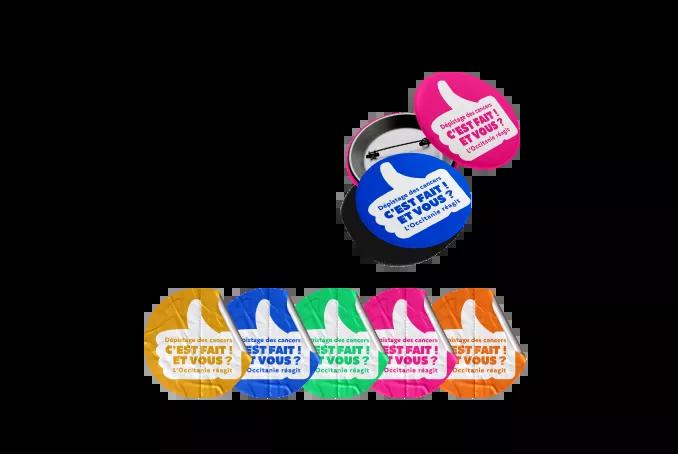 Badges et Stickers "Coup de pouce au dépistage des cancers"